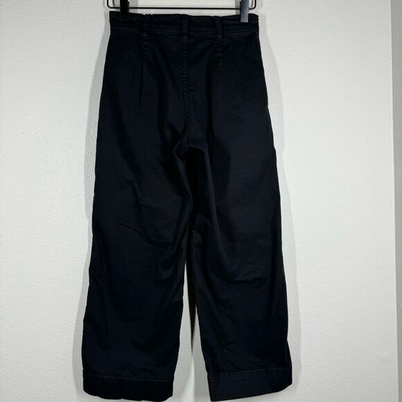 Marine Layer High Waist Bridget Slim Wide Leg Crop Pants Black Women’s Size 0 - Picture 4 of 7